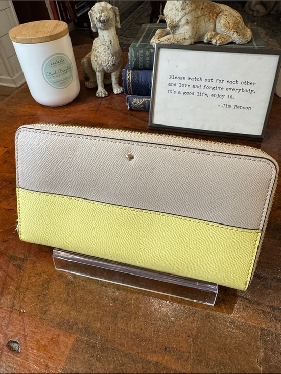 kate spade Handbags - kate spade Neutral and Lemon Colorblock Zip Wallet with Gold Accent